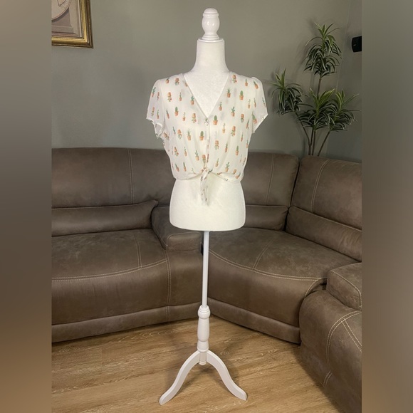 NWT Forever 21 Sheer Desert Cactus Print Crop Top Sz M Chic Fem Boho Country - Picture 6 of 14